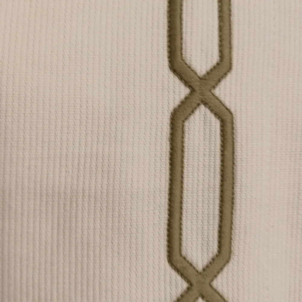 Pottery Barn Cotton Bedford Cord Standard Sham w/ Green White Chain Trim